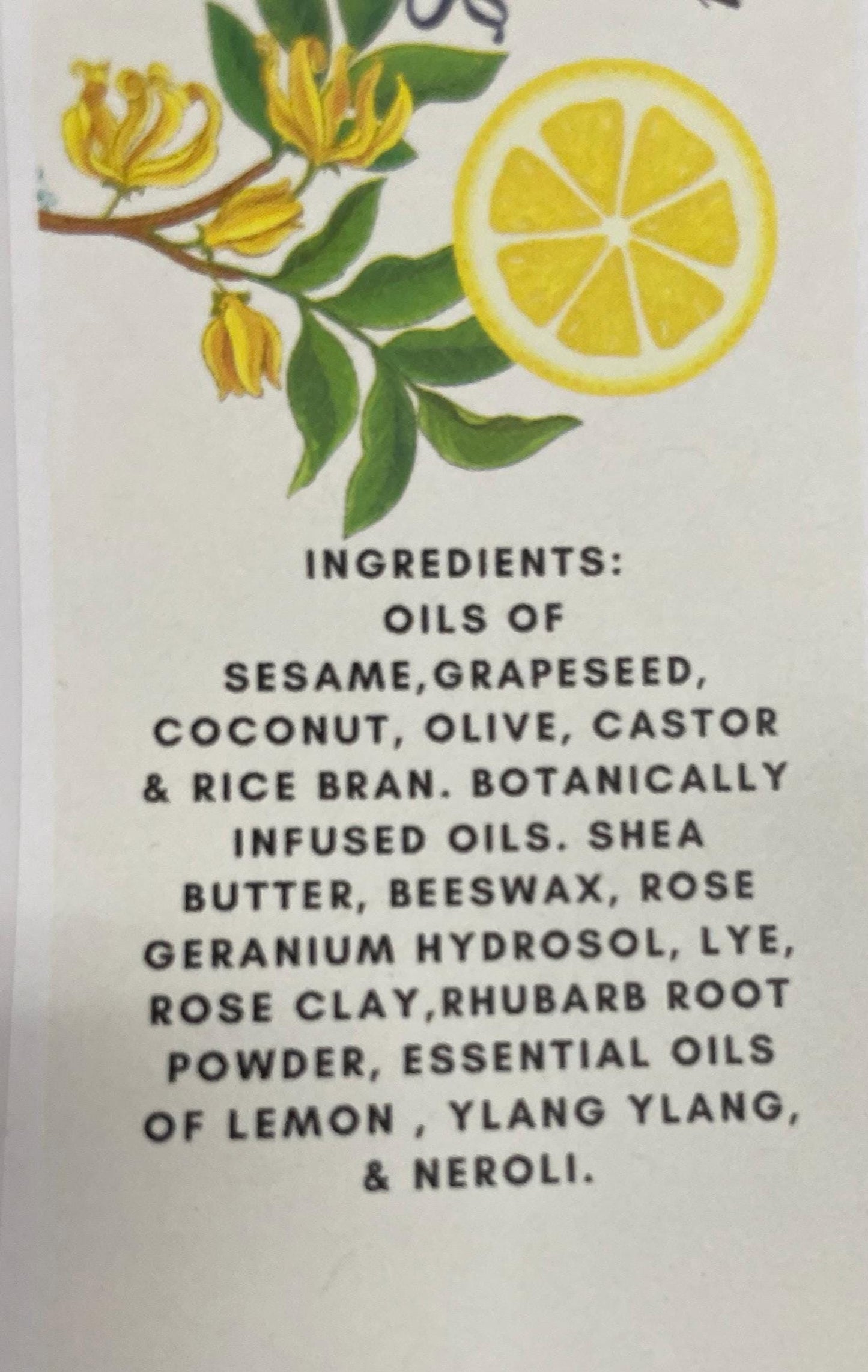 Ylang ylang & lemon soap with rhubarb root