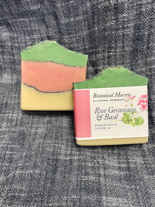 Rose Geranium & Basil soap