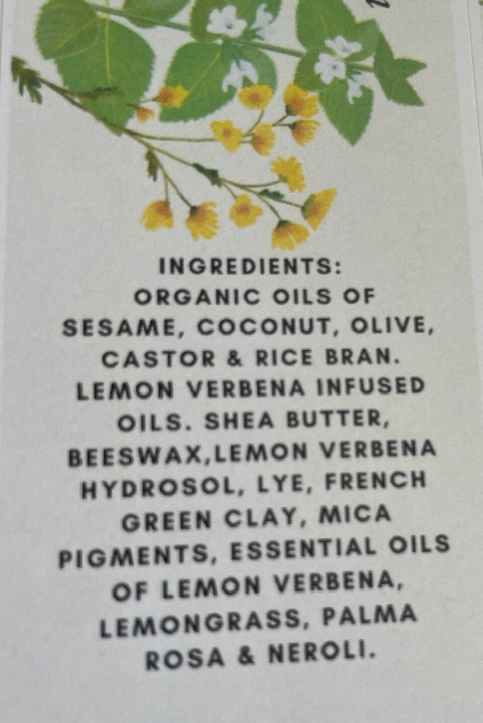 Lemon Verbena Soap Ingredients