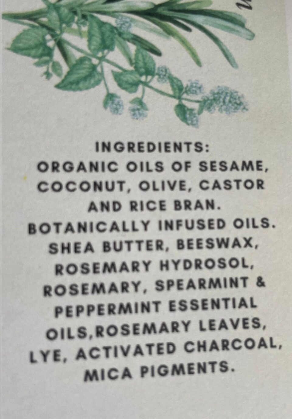 Rosemary Mint Soap Ingredients